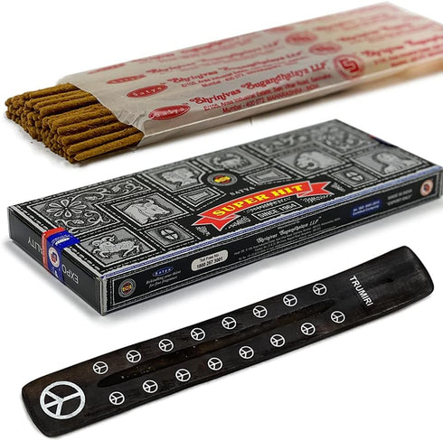 TRUMIRI Incense Stick Holder Bundle with Satya Super Hit 100g Incense Sticks - Pack of 1 (Approx 100 Sticks)...