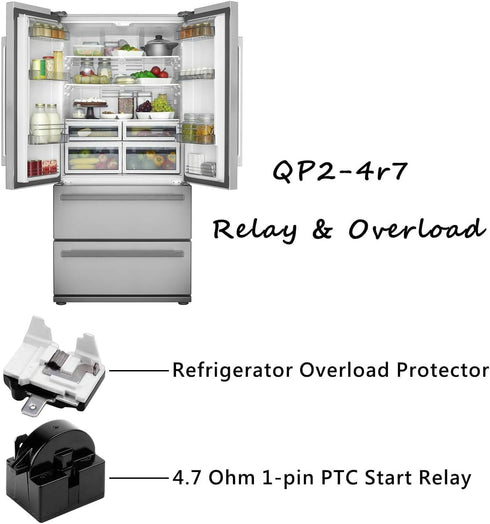 QP2-4.7Starter Relay and Overload 1 Pin Refrigerator Starter Relay and 6750C-0005P Refrigerator Overload Protector?2 Pieces in Total?Mini Refriger...