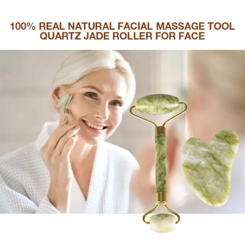 ""GLOW LUX Jade Roller & Gua Sha Facial Tool Set: Boost Radiance and Relaxation with Gentle Massage - Reduce Puffiness, Improve Circulation, and E...