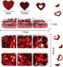6 Grids Heart Nail Sequins 3D Holographic Nail Glitter Flakes Acrylic Nail Art Supplies Red Love Hearts Shaped Nail Glitter Sequins Valentine's Da...