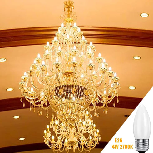 E26 LED Candelabra,4W Vintage 40 Watt Equivalent Edison Style, C32 Frosted Glass Flame Shape,2700K Warm Soft White 400LM,Dimmable LED Candle Bulbs...
