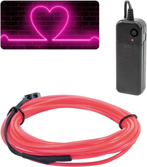 JIGUOOR EL Wire Battery Pack 16.4ft / 5m Bright Neon Light Strip 360° Illumination Neon Tube Rope Lights for DIY, Festival, Party Decoration, Pub,...