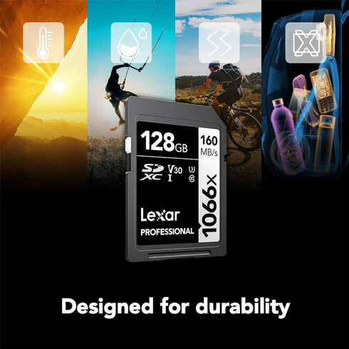 Lexar 128GB Professional 1066x SD Card, UHS-I, C10, U3, V30, Full HD, 4K, Up To 160MB/s Read SDXC Memory Card, for DSLR & Mirrorless Cameras (LSD1...