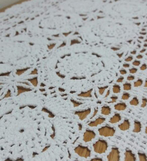 Damanni Oval Cotton Handmade Crochet Lace Table Runner Doilies Dresser Scarf ,15 Inch by 63 Inch?Beige...