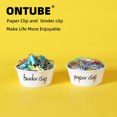 ONTUBE Ceramic Paper Clip Holder and Binder Clip Holder Set (White)...