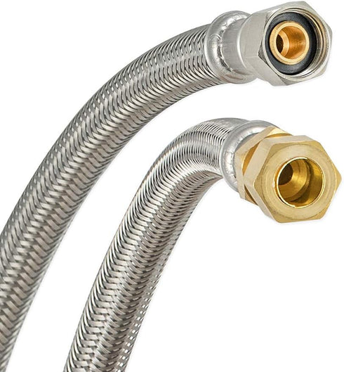 Eastman 16 Inch Delta Style Flexible Faucet Connector, Braided Stainless Steel with Nickel-Plated Brass Nuts, 3/8 Inch OD Male Compression x 3/8 I...