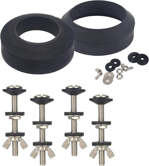 Universal Toilet Tank to Bowl Gasket & Tank to Bowl Bolts, 2 Kind Gasket and 4 Pieces 5/16 * 3.15 Inch Toilet Tank Bolts, Fit Most 2-Inch and 3-In...