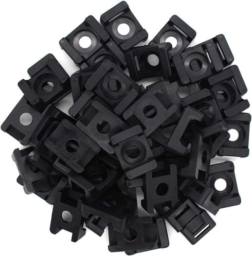 (100 Of Pack) Black 9mm Cable Tie Mount Base Saddle Type Mount Screw Wire Bundle Holder Base Holder Width Cable Large Size 0.75 inch...