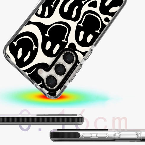 Black Funny Face Trendy Cute Clear Phone Case for Samsung Galaxy S21 Plus 6.7" with Built-in Bumper Shockproof Protective Cover for Galaxy S21 Plu...