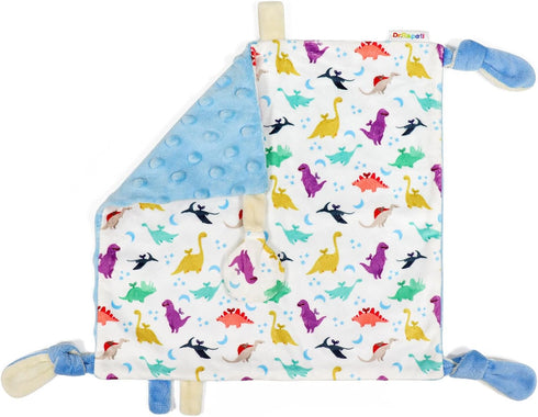 Dr.Rapeti Tag Security Blanket for Baby Infant Toddler Kid 10x10inches Washable Sensory Toy Lovey Appease Blanket (dinosaur)...