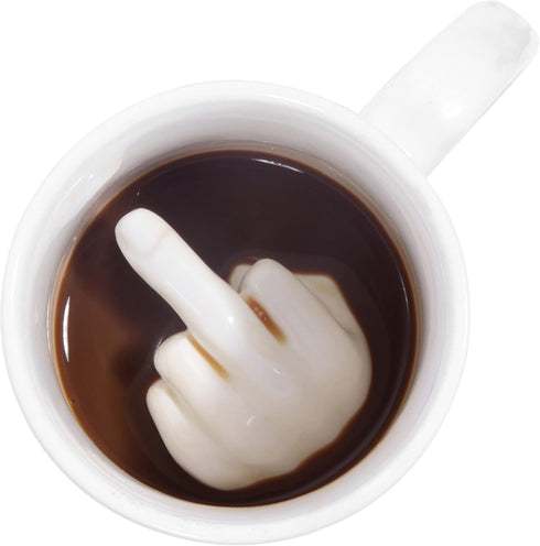 Original Up Yours Mug - Middle Finger, Coffee Mug, 300ml Ceramic Novelty Cup, Ultimate Office Prank, Unique Funny Gifts for Men and Women, Dishwas...
