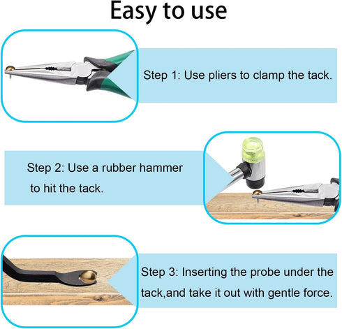 5PCS Upholstery Tools Kit - Dual Head Soft Rubber Mallet Hammer with 2PCS Replacement Head, Nail Tack Remover Tool & Removal Pliers for Furniture ...
