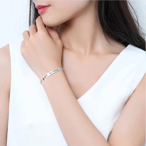 NARTGO Heart Medical Alert ID Bracelet for Women Emergency First Aid Health Alert Stainless Steel Adjustable Chain Bracelets...