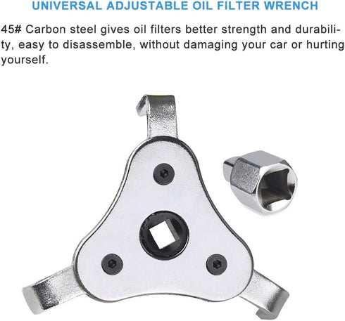 Universal Adjustable Oil Filter Wrench From 2-1/2 inch to 4.5 inch Oil Filter Wrench Tool Set With 3 Jaw...