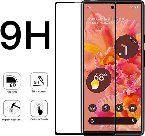 VIESUP [2PACK Full Coverage Anti-scratch Easy Installation Black Silk Screen Tempered Glass Protective Film for Google Pixel 6 GB7N6 (6.4”) 2021...