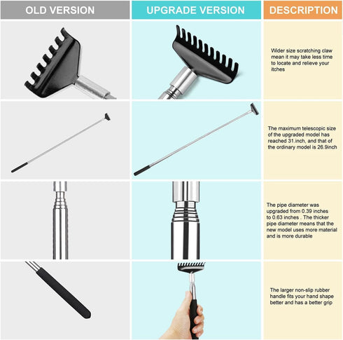2 Pack Oversized Portable Extendable Back Scratcher, Upgraded Metal Stainless Steel Telescoping Back Scratcher Tool with Canvas Carrying Bag...