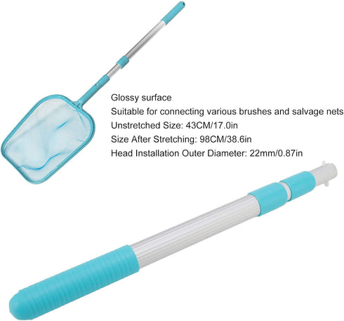 CHICIRIS Pool Skimmer, Pool Net with 3 Section Pole, 38.6 inch Pool Skimmer Net with Pole, Telescopic Aluminum Pole for Cleaning Pool, Pond, Spa a...