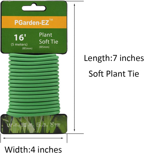 Green Soft Twist Tie Plant Tie Flexible TPR Garden Supply, for Tomatoes Roses Vines Organizing(16.4 feet/ 5 Meters)…, 16 feet...