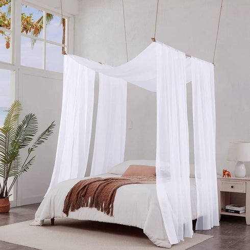 NICETOWN Sheer Canopy Bed Curtains Panels 216 - Home Decoration Sheer Voile Scarf Valance for Wedding (1 Panel, W60 x L216, White)...