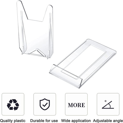 WANDIC Acrylic Plate Stands, 10 Pcs Mini Clear Plastic Display Holders Adjustable Picture Plate Easels Stands to Display Flat Plates, Photos, Plac...
