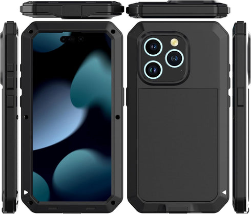 2024 for iPhone 15 Pro Max Case Cover Full Body Shockproof Dustproof Waterproof Aluminum Alloy Metal Gorilla Glass Cover Case for Apple iPhone 15 ...
