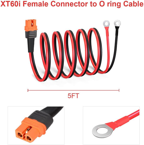 XT60i to O Ring Terminal Cable,12AWG XT60i Female to O Ring Connector with Tinned Pure Wire,for RC Battery Solar Portable Power Power Station and ...