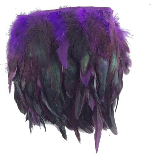 Sowder Rooster Hackle Feather Fringe Trim 5-7" in Width Pack of 5 Yards(Purple)...