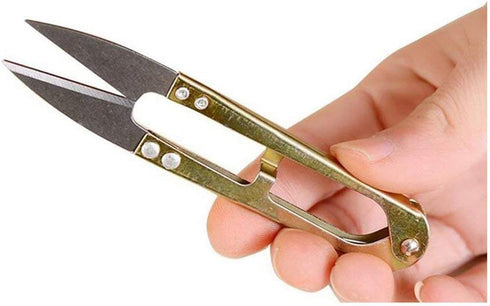 2PCS Metal U-shaped Grip Sewing Scissors Yarn Thread Tailors Cutter Mini Small Snips Trimming Nipper - Great for Stitch,DIY Supplies (Color Random...
