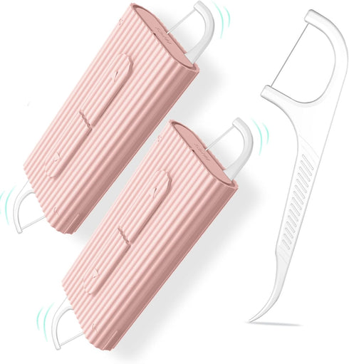 Palm size Refillable Dental Floss Picks 2 Case,Travel Toothpicks Purses,No Shred Toothpicks Sticks,Ultra Small Dental Care Tools(Pink,2Pcs)...