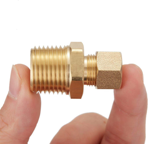 Litorange 2 Pack Metal Brass Compression Tube Pipe Fitting Connector, Straight Coupling Adapter, 3/8" Tube OD x 1/2" NPT Male?Pack of 2)...