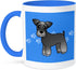 3dRose mug_40882_6 "Cute Miniature Schnauzer Banded Coat (Salt and Pepper) - Cartoon Dog - Blue with Pawprints" Two Tone Blue Mug, 11 oz, Multicol...