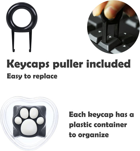 MAYL 2 Pack Keyboard Keycaps Metal and Rubber Keycaps Grey Keycaps Cute Cat Paw Keycap Kawaii Keycaps Custom Keycaps with Keycap Puller (Grey Base...