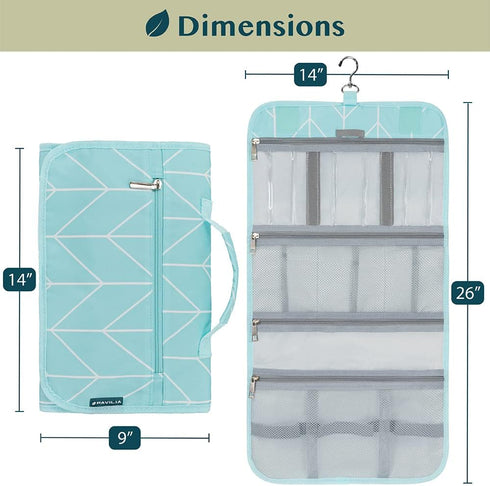 PAVILIA Hanging Toiletry Bag Women Men, Travel Kit Foldable Toiletries Organizer, Roll up Cosmetics Makeup Bag Accessories, Waterproof Essentials ...