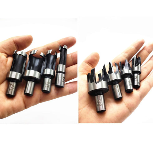 8Pcs Wood Plug Cutter Drill Bit Set, High Carbon Steel Titanium Coated Woodworking Chamfer Drill Bits Straight and Tapered Taper 6mm/ 10mm/ 13mm/ ...