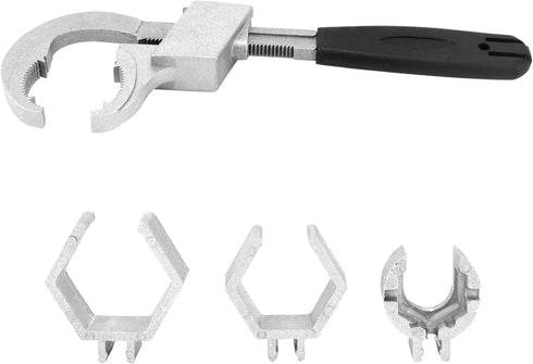 QWORK Adjustable Double-Ended Wrench, Heavy-Duty Multifunctional Bathroom Pipe Wrench, Adjustable to 80mm, for Faucet Sink Water Plumbing Repair...