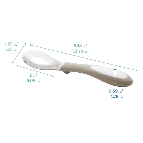 ECR4Kids My First Meal Pal Stainless Steel Spoons, Toddler Silverware, White, Light Grey, 3-Pack...