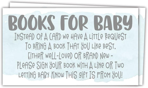 50 Blue Watercolor Books for Baby Shower Request Cards - Invitation Inserts - Boy Baby Shower...