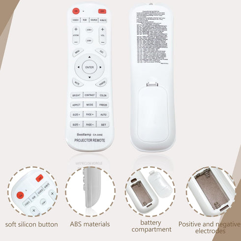 Universal Projector Remote Control ONLY Work for Acer BenQ Dell Eiki Epson Fujitsu Hitachi Infocus Mitsubishi NEC Optoma Toshiba Sharp Sanyo Sony ...