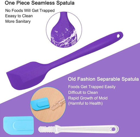 uxcell Silicone Spatula Set 2 Pcs Heat Resistant Kitchen Rubber Turner Non Stick Spatula for Cooking Baking and Mixing Purple...