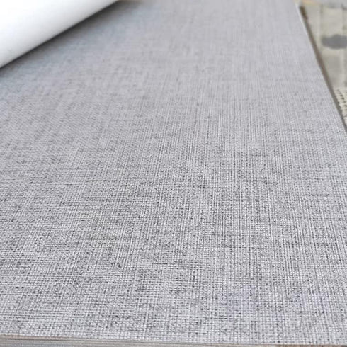 Fabric Peel and Stick Wallpaper Gray Faux Grasscloth Wallpaper Self-Adhesive Linen Wallpaper 17.8” x 197” Removable Wallpaper Embossed Textured Co...