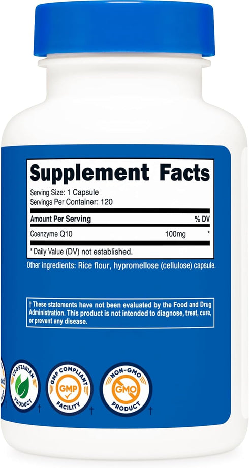 Nutricost CoQ10 100mg, 120 Vegetarian Capsules, 120 Servings - High Absorption, Vegetarian, Non-GMO, Coenzyme Q10...