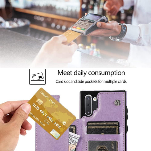 NKECXKJ Design for Samsung Galaxy Note 10 Case with Tempered Glass Screen Protector Credit Card Holder Slot, PU Leather Wallet Phone Cases Kicksta...