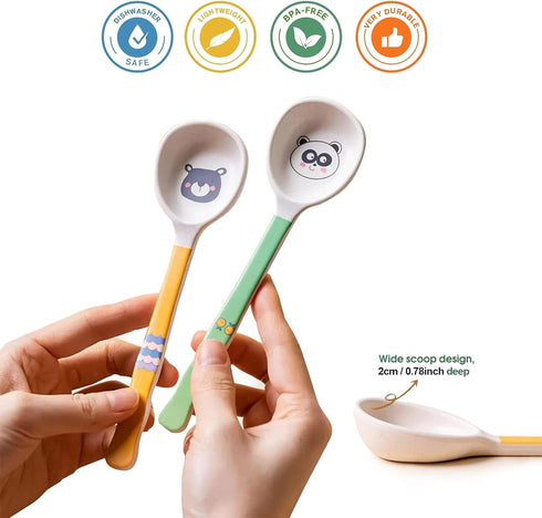 Shopwithgreen 5 PCS Bamboo Kids Spoons Set, Children Utensils Spoons Flatware Cutlery Set, BPA Free | Dishwasher Safe, Child and Kids Feeding for ...