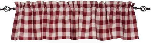 Buffalo Check Red and Buttermilk 72" x 15.5" Lined Cotton Valance by Raghu...