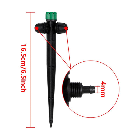 30pcs Drip Irrigation Emitters for 1/4" Drip Irrigation Tubing Adjustable 360 Degree Water Flow Drippers on 6.5" Sturdy Stake with Lock Barbed Irr...