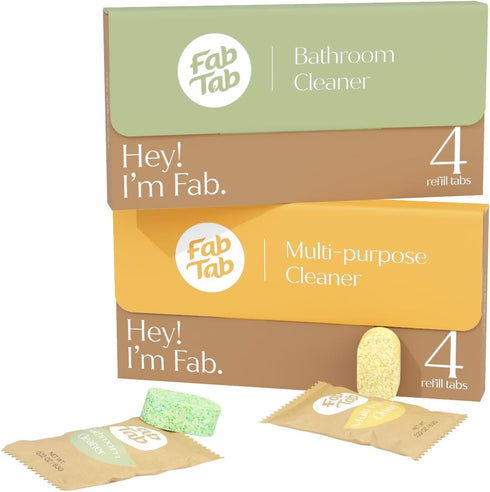Multi-Purpose & Bathroom Cleaner Refill Tablets - Natural Cleaning Products - All-Purpose Cleaner Tablets - Plant-Based - No Harsh Chemicals - 8x ...