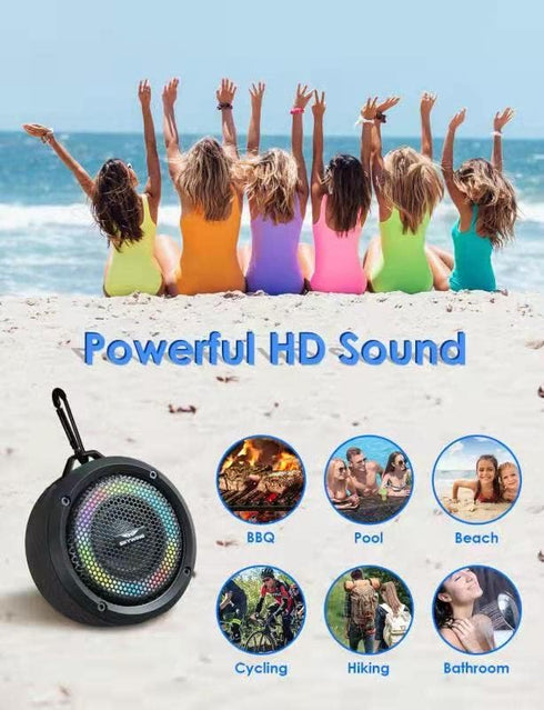 Bluetooth Shower Speaker, Soundace S6 IPX7 Waterproof Portable Speaker with Suction Cup Hook Lanyard TWS RGB Lights,Wireless Mini Speaker for Bike...
