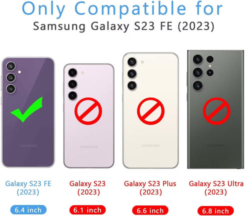 Designed for Samsung Galaxy S23 FE Case,Drop Protection Slim PU Leather Wallet Case with Card Holder Kickstand Shockproof Protective Phone Cover f...