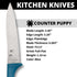 Spyderco Counter Puppy 6.9" Kitchen Knife with 3.46" Corrosion-Resistant 7Cr17 Stainless Steel Blade and Injection-Molded Blue Plastic Handle - Pl...