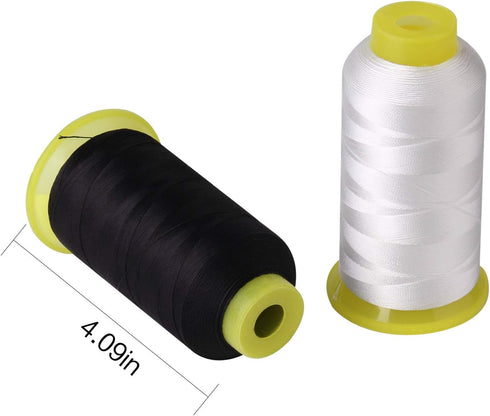 T70#69 Bonded Nylon Sewing Thread - 1500 Yard Spool -(White+Black) 2PCS...
